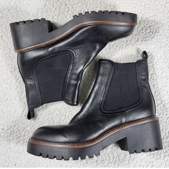 Nordstrom Miah Water Resistant Chelsea Lug Boot Black Womens size 10 - Picture 2 of 6